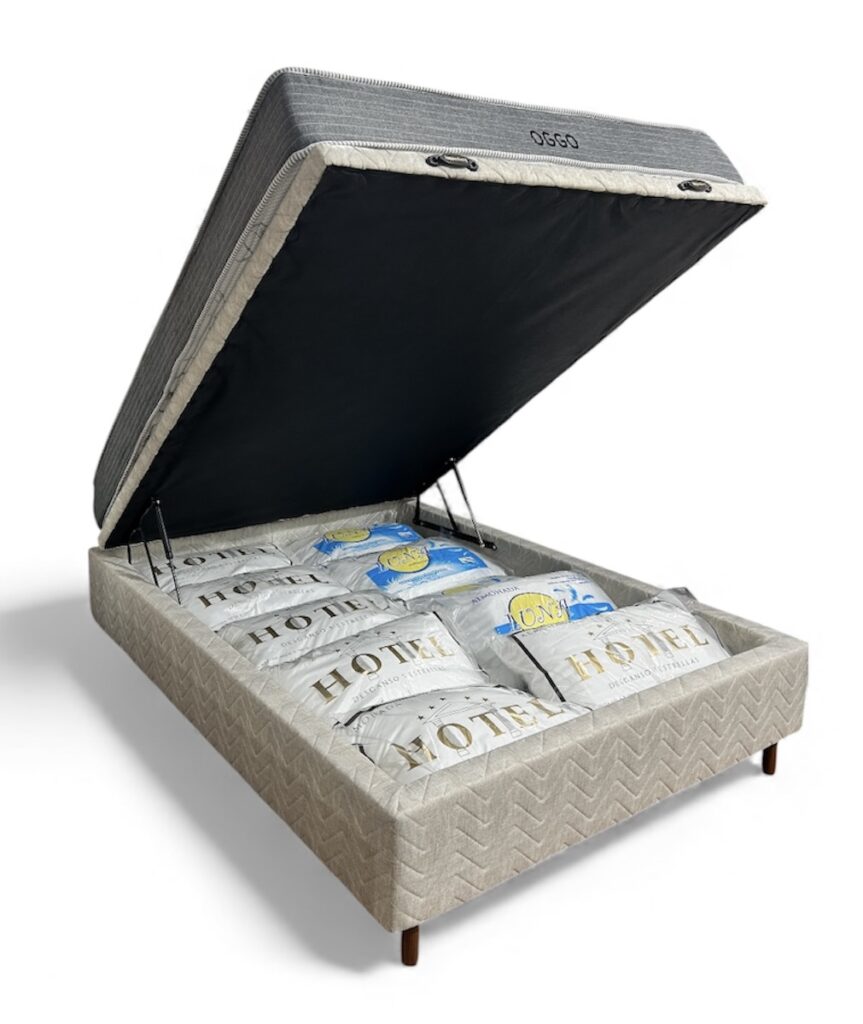 Sommier box baúl colchón espuma 2 plazas